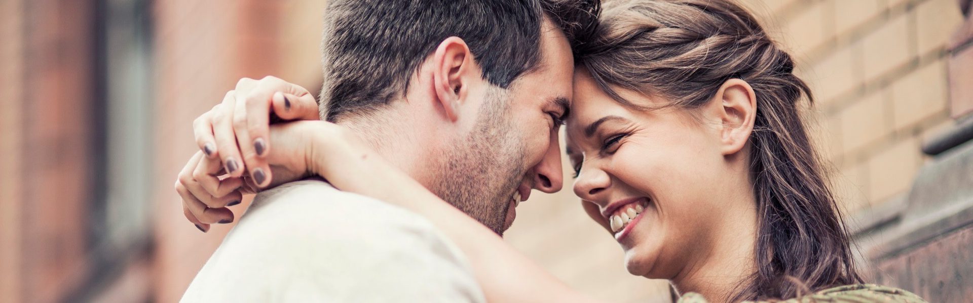 A couple shares a moment.