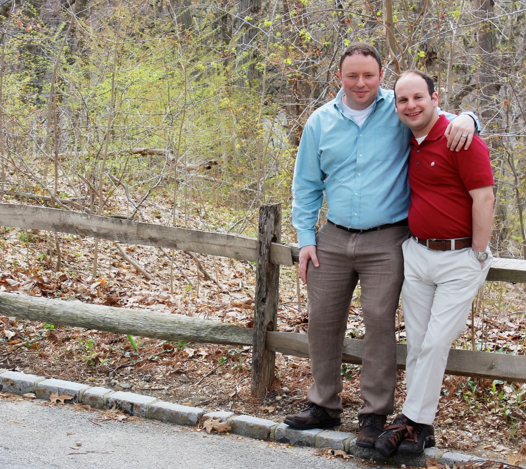 Matthew and Barry posing outside.